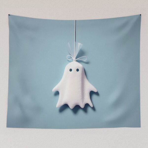 Item preview, Funny Halloween Drug Baggie Ghost with rolled Straw and Glass Mirror, Trick or Treating  designed and sold by SomniferumWars.