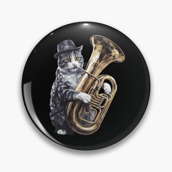 Artikelvorschau, Katze Tubaspieler geometrisch entworfen und verkauft von Funny Vintage Stickers And T-Shirts.
