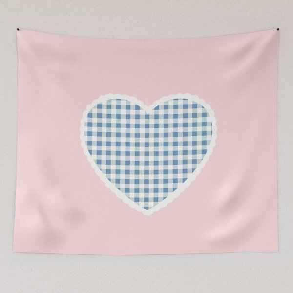 Item preview, Blue Gingham Heart with white lace design designed and sold by Eclectic-aww.