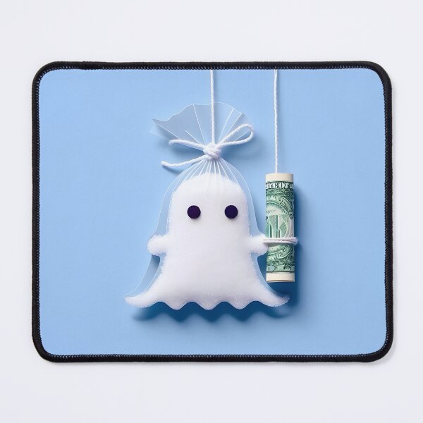Item preview, Funny Halloween Drug Baggie Ghost with rolled Straw and Glass Mirror, Trick or Treating designed and sold by SomniferumWars.