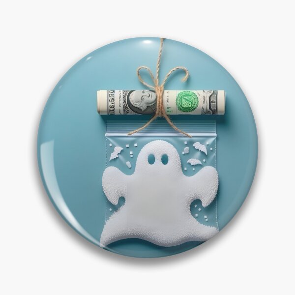 Item preview, Funny Halloween Drug Baggie Ghost with rolled Straw and Glass Mirror, Trick or Treating  designed and sold by SomniferumWars.