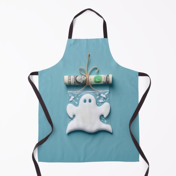 Item preview, Funny Halloween Drug Baggie Ghost with rolled Straw and Glass Mirror, Trick or Treating designed and sold by SomniferumWars.
