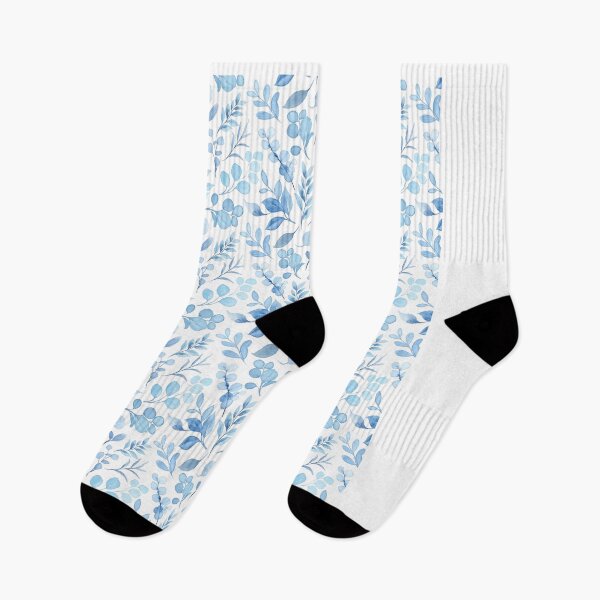 Aperçu de l'œuvre Motif floral élégant bleu sur blanc créée et vendue par NolineXpression.