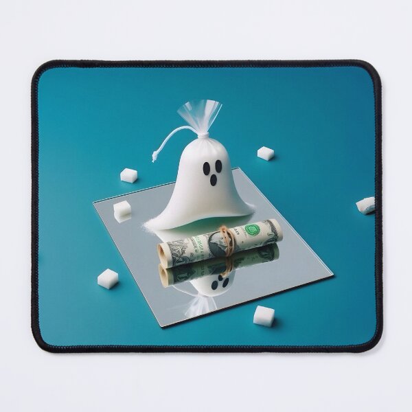 Item preview, Funny Halloween Drug Baggie Ghost with rolled Straw and Glass Mirror, Trick or Treating designed and sold by SomniferumWars.
