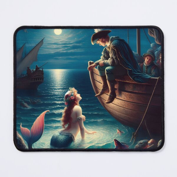 Item preview, Enchanting Sailor and Mermaid Art Under a Full Moon designed and sold by PandaTShirtShop.
