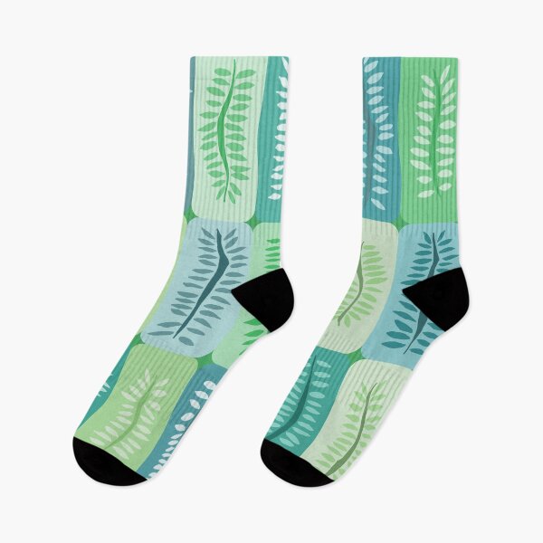Item preview, Hand Drawn Tall Dancing Ferns in Cool Greens Pattern designed and sold by schorrnuff.