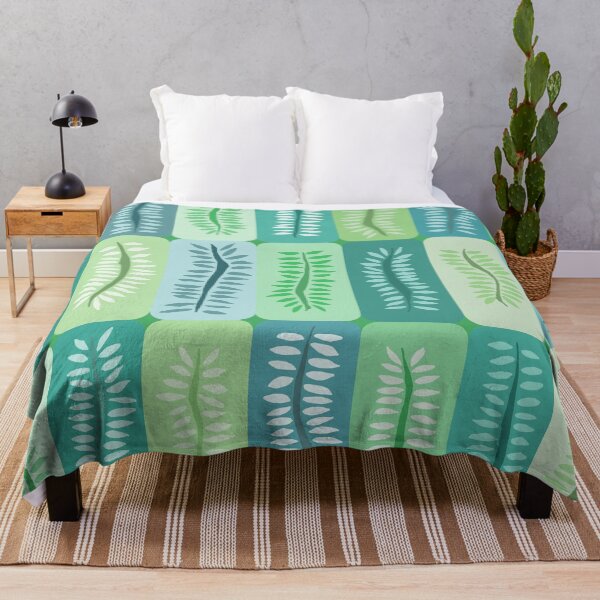 Item preview, Hand Drawn Tall Dancing Ferns in Cool Greens Pattern designed and sold by schorrnuff.