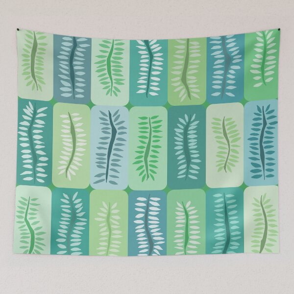 Item preview, Hand Drawn Tall Dancing Ferns in Cool Greens Pattern designed and sold by schorrnuff.