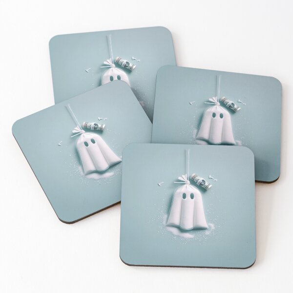 Item preview, Funny Halloween Drug Baggie Ghost with rolled Straw and Glass Mirror, Trick or Treating designed and sold by SomniferumWars.
