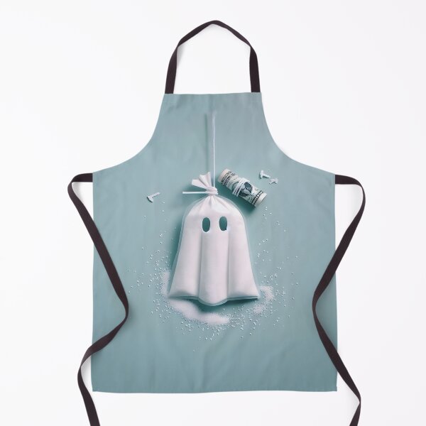 Item preview, Funny Halloween Drug Baggie Ghost with rolled Straw and Glass Mirror, Trick or Treating designed and sold by SomniferumWars.