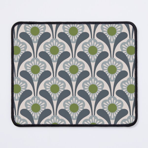 Item preview, KF 0311 E - Vintage Retro Daisy 70s Floral Pattern in Gray Green Cream designed and sold by KhakiFinch.