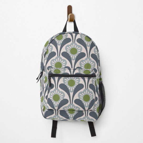 Item preview, KF 0311 E - Vintage Retro Daisy 70s Floral Pattern in Gray Green Cream designed and sold by KhakiFinch.