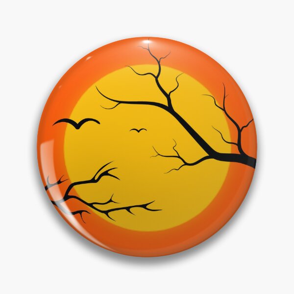 Item preview, Dry Tree Branches and Birds Flying at Sunset Nature-Inspired Art with Orange Sky and Yellow Sun for Outdoor Enthusiasts designed and sold by DigitalPromt.