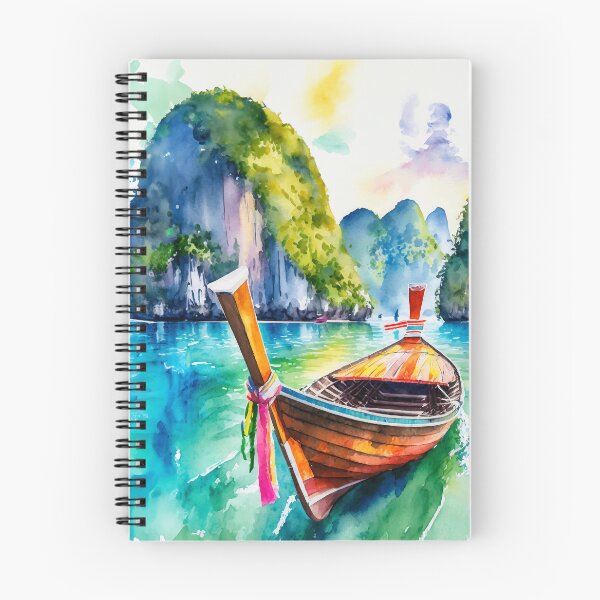 Item preview, Thailand Long Boat Watercolor designed and sold by Magnolia Valley Art.