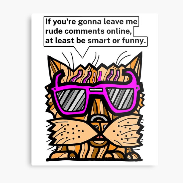 "If you're gonna leave me rude comments online, at least be smart or funny." Metal Print