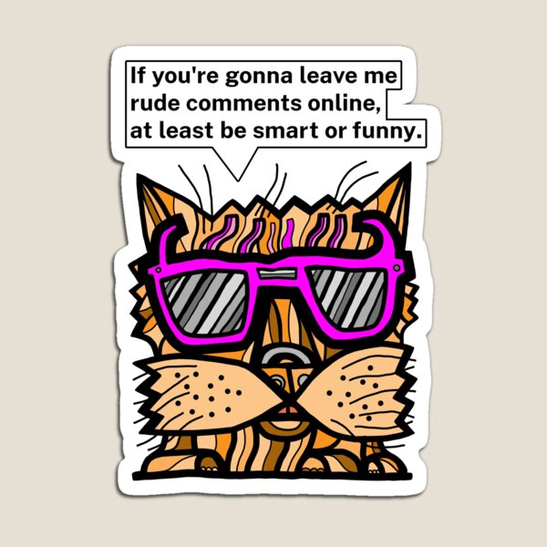 "If you're gonna leave me rude comments online, at least be smart or funny." Magnet