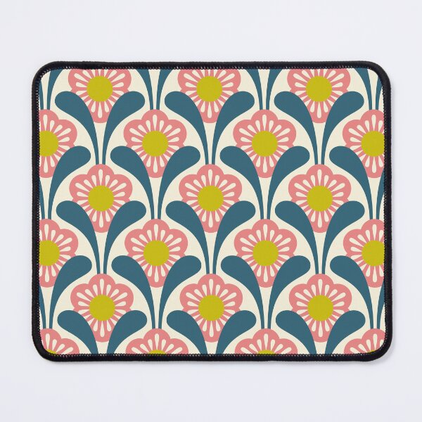 Item preview, KF 0311 D - Vintage Retro Daisy 70s Floral Pattern in Teal Pink Green designed and sold by KhakiFinch.