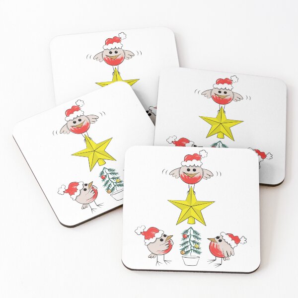 Item preview, Cute robins decorating a Christmas tree designed and sold by Moorcatstudio.