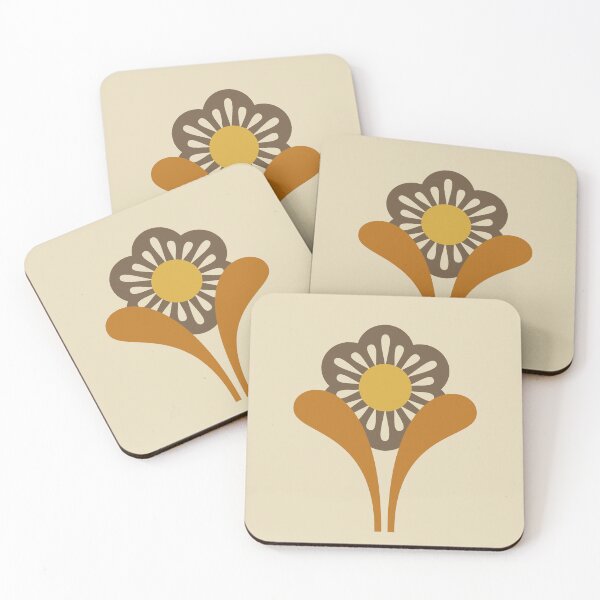 Item preview, KF 0311 C - Vintage Retro Daisy 70s Floral Pattern in Orange Brown Yellow designed and sold by KhakiFinch.