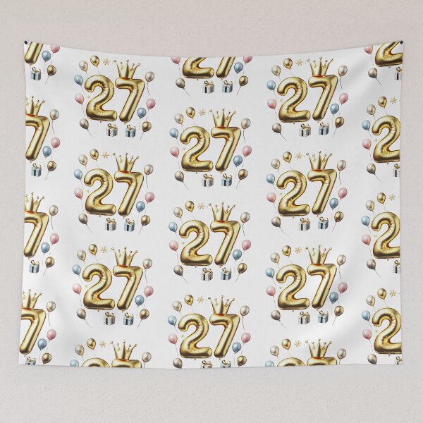 Item preview, Golden Balloon Number 27 with Crown and Birthday Party Decorations designed and sold by momo9981.