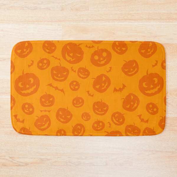 Item preview, pumpkin orange and bats pattern designed and sold by Cine Merch.