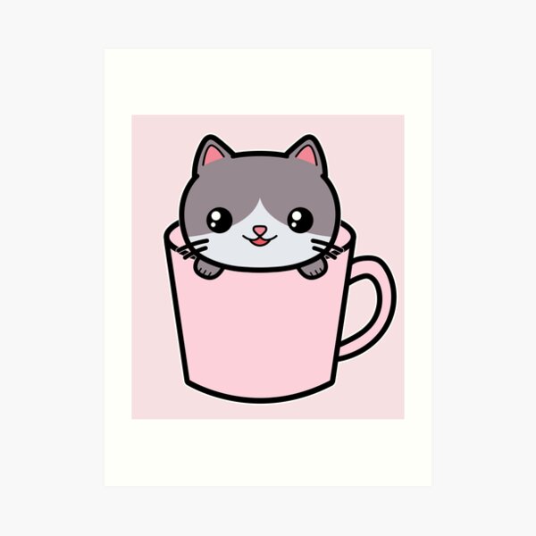 Cute Kawaii Cat In A Blue Coffee Cup Art Print By Awesomekawaii Redbubble Cute Kawaii Cat In A Blue Coffee Cup Art Print By Awesomekawaii Redbubble