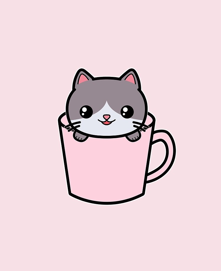 Cat Cute Kawaii Pink Coffee Cup Ipad Case Skin By Awesomekawaii Redbubble