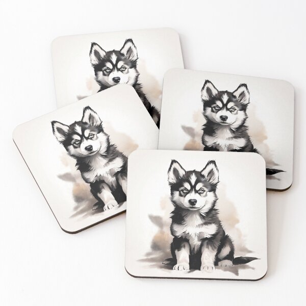 Item preview, Vintage Dog Art: Siberian Husky Puppy Portrait | Animal Art | Watercolor Painting | Animal Portrait designed and sold by UnhingedBird.