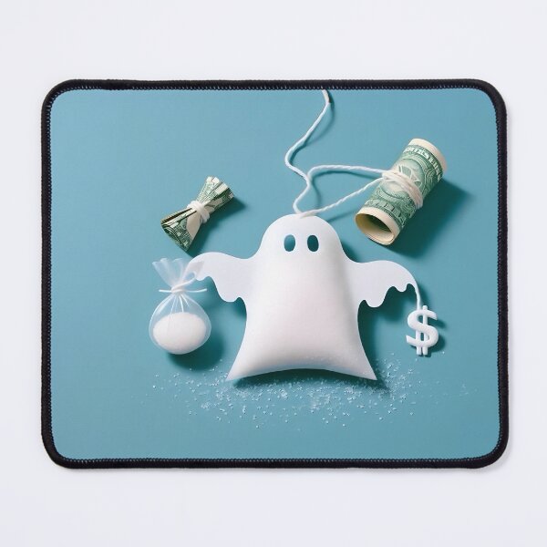 Item preview, Funny Halloween Drug Baggie Ghost with rolled Straw and Glass Mirror, Trick or Treating designed and sold by SomniferumWars.