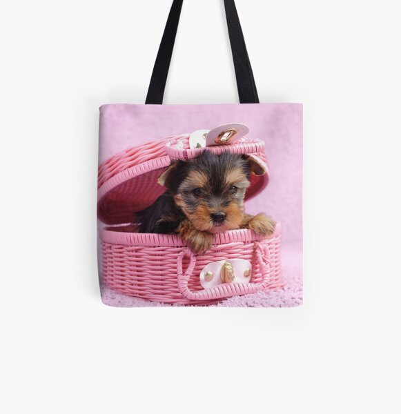Pink yorkie All Over Print Tote Bag