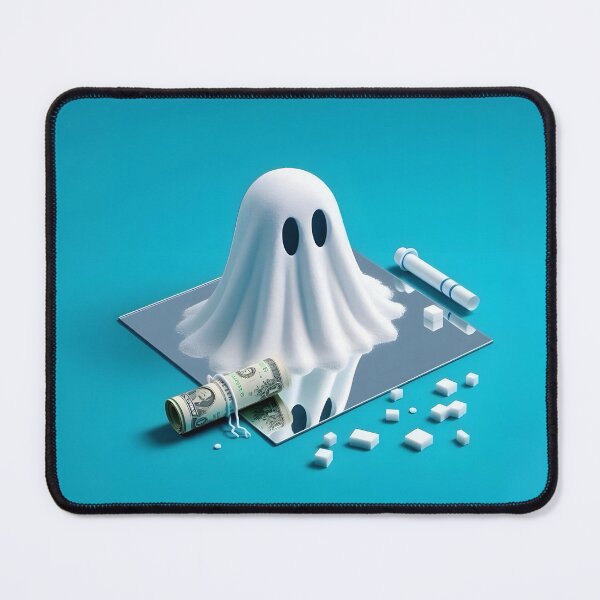 Item preview, Funny Halloween Drug Baggie Ghost with rolled Straw and Glass Mirror, Trick or Treating designed and sold by SomniferumWars.