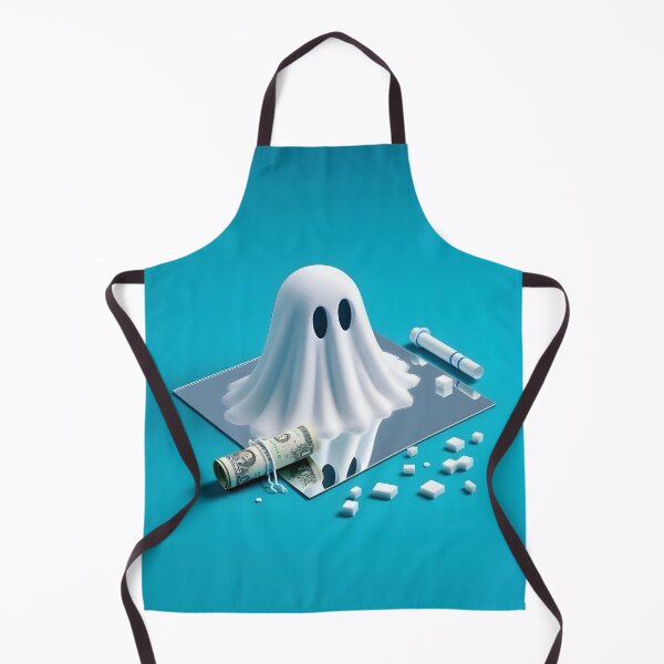 Item preview, Funny Halloween Drug Baggie Ghost with rolled Straw and Glass Mirror, Trick or Treating designed and sold by SomniferumWars.