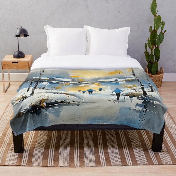 Item preview, Winter Sunset Hike – Minimalist Watercolor Landscape Art designed and sold by solynneart.