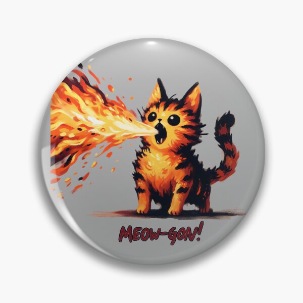 Item preview, Meow-Gon: Fiery Cat Spewing Flames - Fun Design designed and sold by Slick-Waffles.
