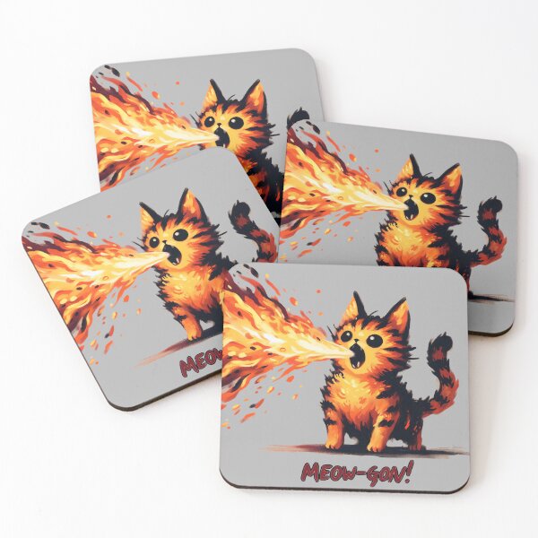 Item preview, Meow-Gon: Fiery Cat Spewing Flames - Fun Design designed and sold by Slick-Waffles.