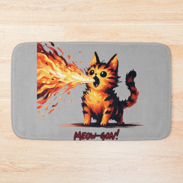 Item preview, Meow-Gon: Fiery Cat Spewing Flames - Fun Design designed and sold by Slick-Waffles.
