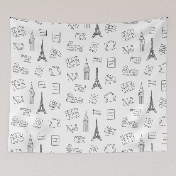 Item preview, World Travel Line Drawings #2 designed and sold by KatePetersonArt.