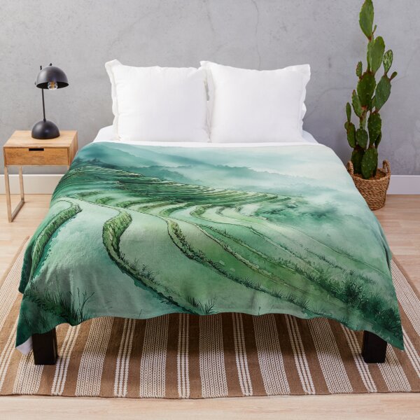 Item preview, Japanese Rice Terraces – Watercolor Landscape Art designed and sold by solynneart.