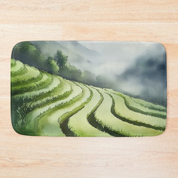 Item preview, Curving Japanese Rice Terraces – Watercolor Landscape Art designed and sold by solynneart.