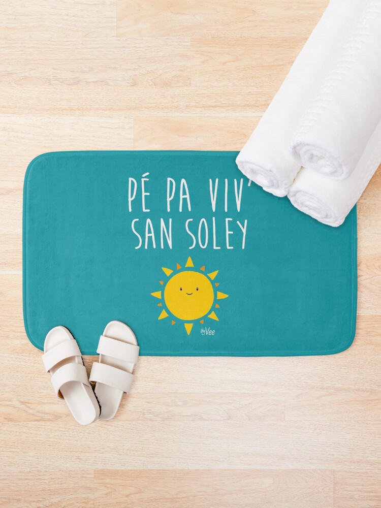 Aperçu 1 sur 6. Tapis de bain avec l'œuvre Pé pa viv' san soley créée et vendue par vee-madinina.