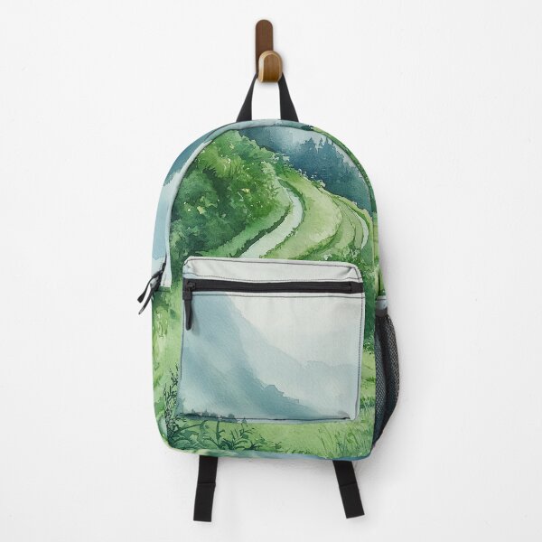 Item preview, Japanese Rice Terraces in Misty Mountains – Watercolor Landscape Art designed and sold by solynneart.
