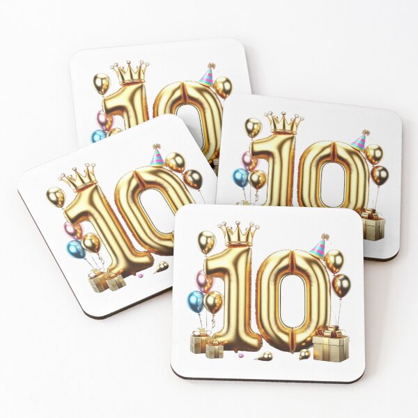 Item preview, Golden Balloon Number 10 with Crown and Birthday Party Decorations designed and sold by momo9981.