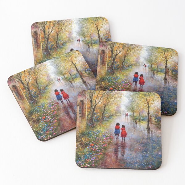 Item preview, Abstract art! Kids walking in a drizzle. designed and sold by Josejuju.