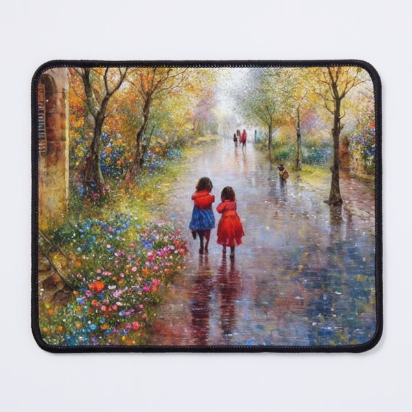 Item preview, Abstract art! Kids walking in a drizzle. designed and sold by Josejuju.