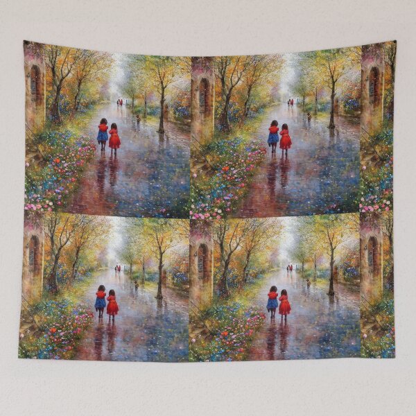 Item preview, Abstract art! Kids walking in a drizzle. designed and sold by Josejuju.