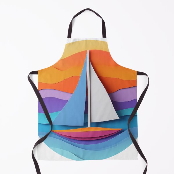 Item preview, Sailboat orange blue and purple paper craft style designed and sold by Reklama Studio.