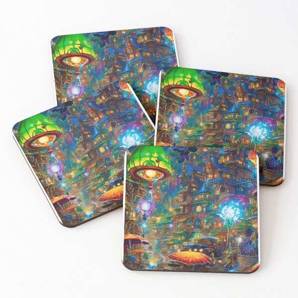 Item preview, Colorful Fantasy Cityscape - Surreal Fantasy Art concept designed and sold by Delerat7.