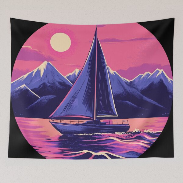 Item preview, Sailboat at sunrise with ocean and mountains designed and sold by Reklama Studio.