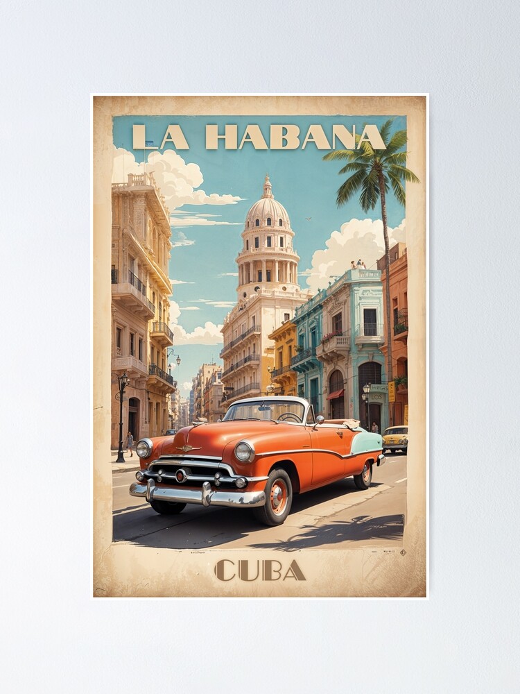 Vintage Cuba Design T-Shirt, Classic Cuban Travel Poster Vintage Cuba Design T-Shirt, Classic Cuban Travel Poster