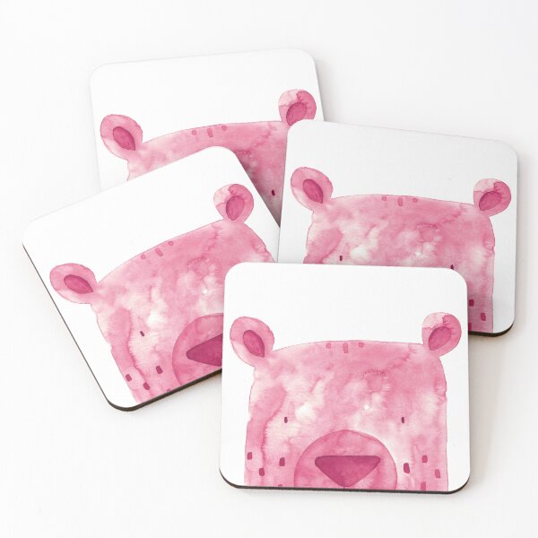 Item preview, PINK bear in watercolor designed and sold by GinColorist.